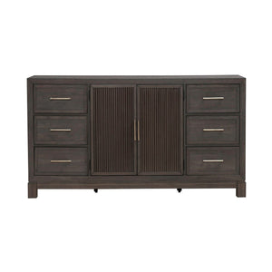 Liberty Furniture Modern Edge Caffe 2-Door 6-Drawer Dresser with Raised Block Base