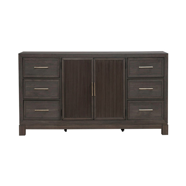 Liberty Furniture Modern Edge Caffe 2-Door 6-Drawer Dresser with Raised Block Base