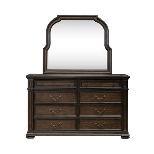 Liberty Furniture Provence Park Chateau Brown Dresser & Mirror Set with Bead & Graduated Molding