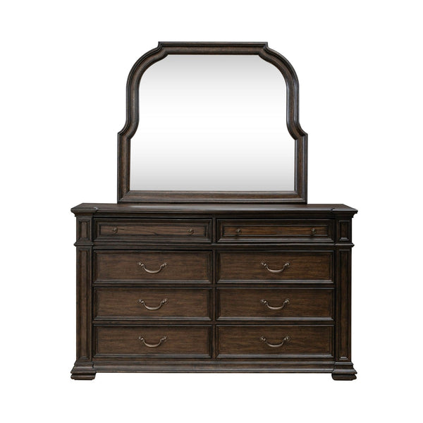 Liberty Furniture Provence Park Chateau Brown Dresser & Mirror Set with Bead & Graduated Molding