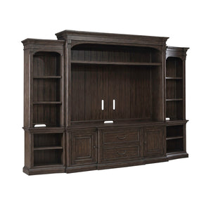 Liberty Furniture Paradise Valley Saddle Brown Entertainment Center with Piers & LED Lighting