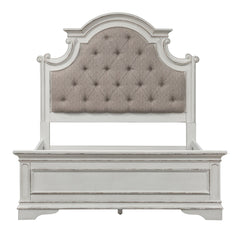 Liberty Furniture Magnolia Manor Antique White & Weathered Bark Full Tufted Upholstered Bed