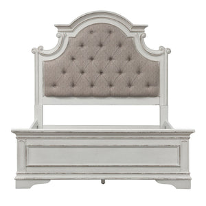 Liberty Furniture Magnolia Manor Antique White & Weathered Bark Full Tufted Upholstered Bed
