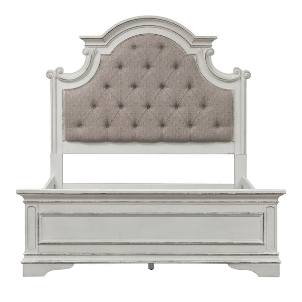 Liberty Furniture Magnolia Manor Antique White & Weathered Bark Full Tufted Upholstered Bed
