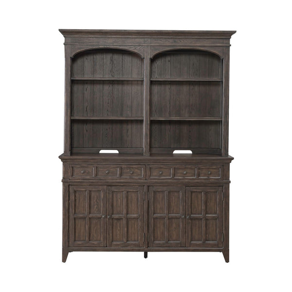 Liberty Furniture Paradise Valley Saddle Brown Hutch & Buffet with LED Lighting