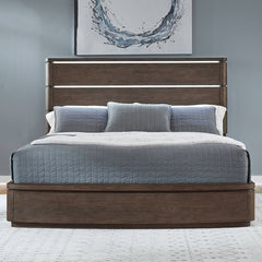 Liberty Furniture Cascade Falls Satin Espresso King Panel Bed with LED Lighting
