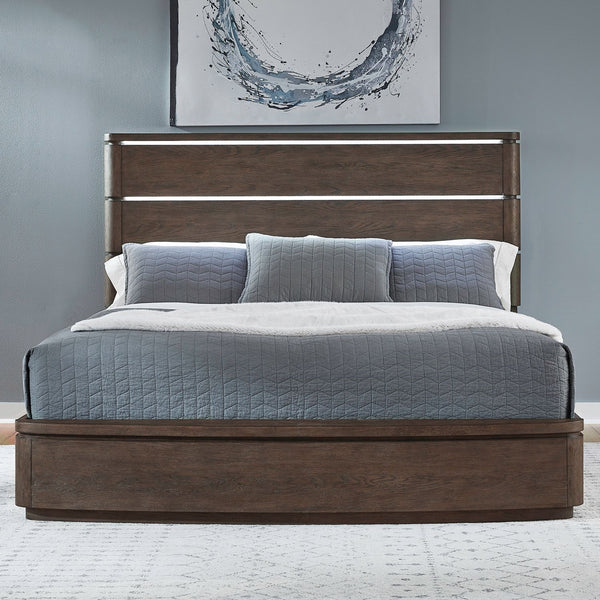 Liberty Furniture Cascade Falls Satin Espresso King Panel Bed with LED Lighting