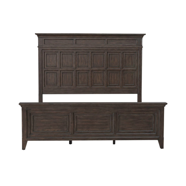 Liberty Furniture Paradise Valley Saddle Brown King Panel Bed with Heavy Crown Molding