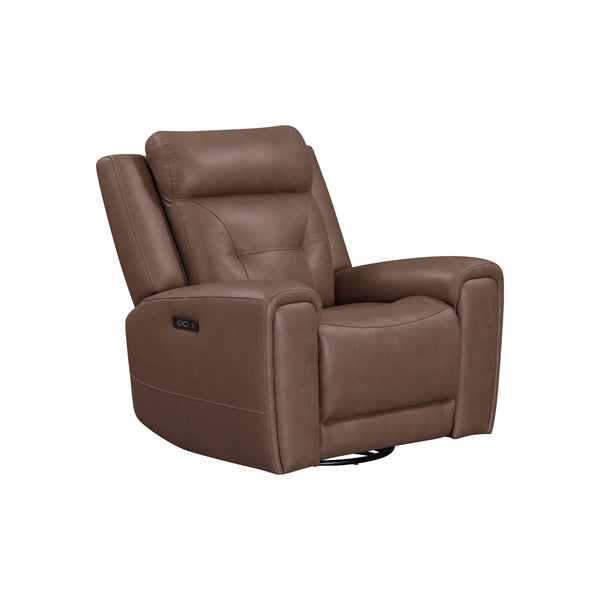 Liberty Furniture Beckham Aline Saddle Leather Swivel Glider Dual Power Recliner with USB