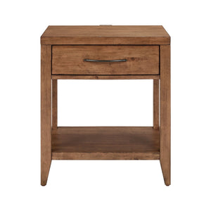 Liberty Furniture Shaker Lakes Harvest Brown Open Nightstand With Charging Station