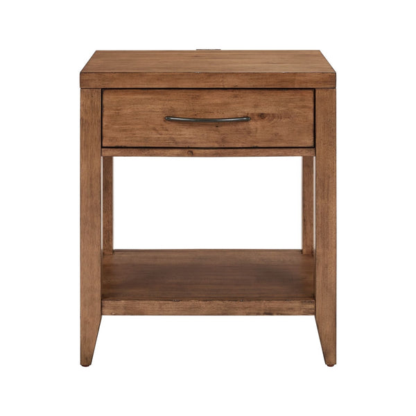 Liberty Furniture Shaker Lakes Harvest Brown Open Nightstand With Charging Station