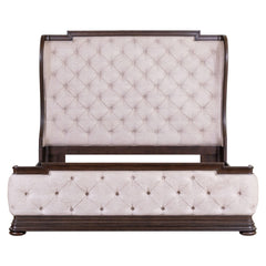 Liberty Furniture Provence Park Chateau Brown Queen Shelter Bed with Button Tufted Upholstered Panel