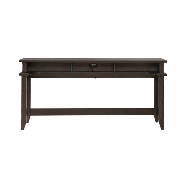 Liberty Furniture Paradise Valley Saddle Brown Console Bar Table with Built-In Charging Station