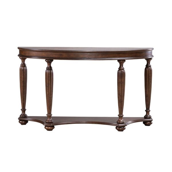 Liberty Furniture Allington Satin Sienna Demilune Sofa Table with Fancy Face Veneer Top