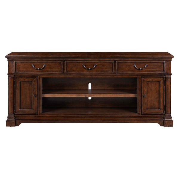 Liberty Furniture Fireplace TV 84-Inch Console with Antique Brass Bail & Knob Hardware