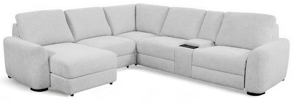 Cheers Manwah Bliss Duncan Coin Fabric 6-Piece Power Slider Chaise Sectional with Storage
