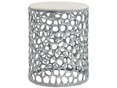 Universal Furniture Coastal Living Oasis Coral Quartz Top Side Table in Antique Nickel