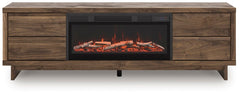 Zadilyn 72-Inch TV Stand with Electric Fireplace Brown