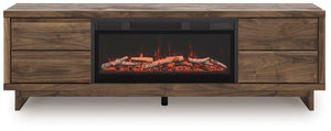 Zadilyn 72-Inch TV Stand with Electric Fireplace Brown