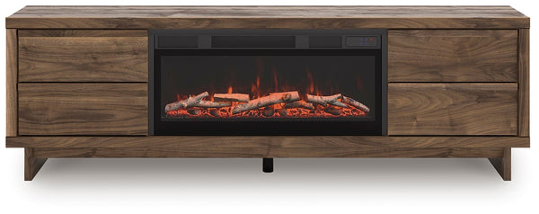 Zadilyn 72-Inch TV Stand with Electric Fireplace Brown