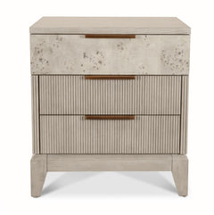 Seawinds Finn & Louise Manhattan Valley 3 Drawer Nightstand with Power and USB A + C. Mappa Burl Light