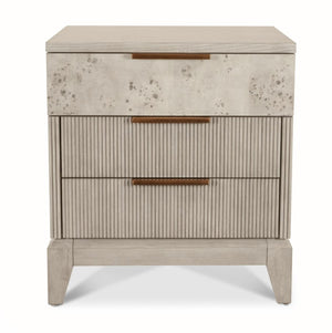 Seawinds Finn & Louise Manhattan Valley 3 Drawer Nightstand with Power and USB A + C. Mappa Burl Light
