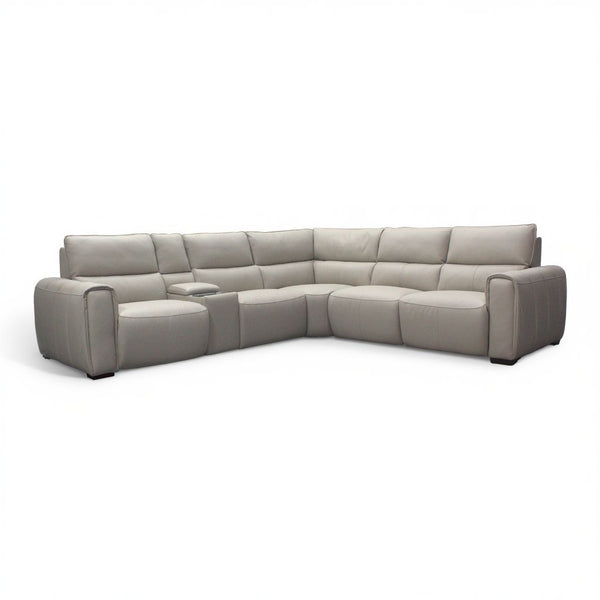 HTL Laguna Leather 6-Piece Power Sectional in Oatmeal