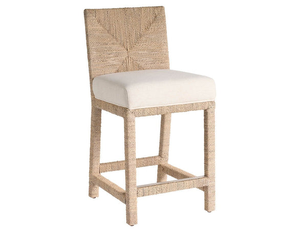 Universal Oasis Coastal Living 32-Inch Upholstered Abaca Counter Chair in Nomad Snow Fabric & Natural Abaca Fiber