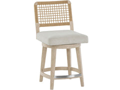 Universal Oasis Coastal Living 38-Inch Upholstered Dockside Swivel Counter Chair in Nomad Snow & Warm Dockside Oak