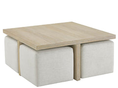 Universal Furniture Coastal Living Oasis Cocktail Table with Ottomans in Nomad Snow & Dockside