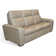 Flexsteel Sense Italian Leather Power Reclining Sofa with Power Headrest, Lumbar & Pulse in Greige