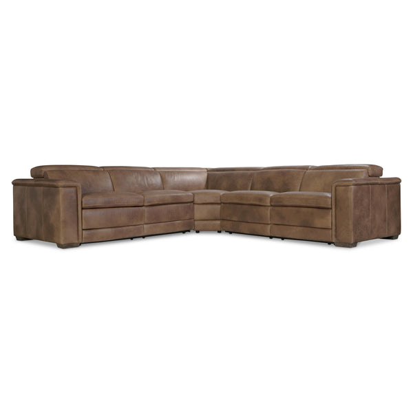 Bernhardt Lioni Brown Luxury Leather Power Motion Sectional