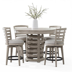 American Woodcrafters Heritage Coast Round 5-Piece Counter-Height Dining Set Sea Oat