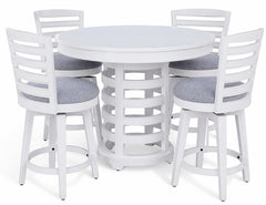 American Woodcrafters Heritage Coast 5-Piece Round Counter-Height Dining Set Coastal White