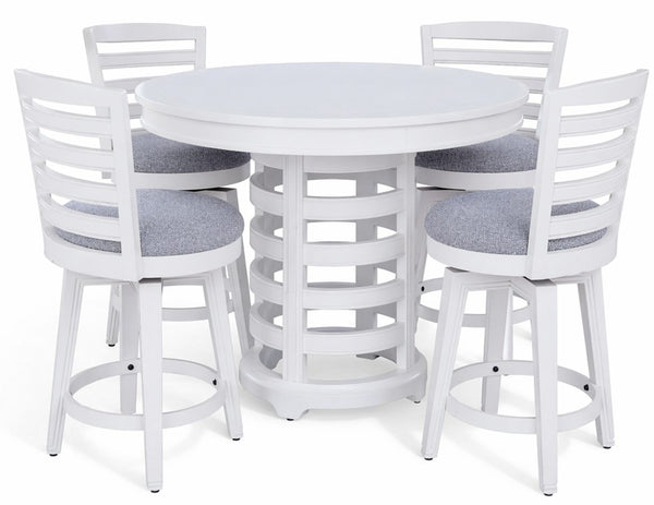 American Woodcrafters Heritage Coast 5-Piece Round Counter-Height Dining Set Coastal White