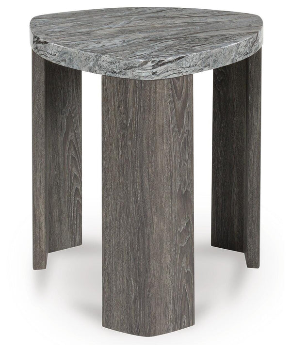 Surmour Triangle End Table Gray/Brown