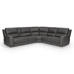 Parker House Belmont Autumn Fog Leather 6-Piece Zero-Gravity Modular Power Reclining Sectional