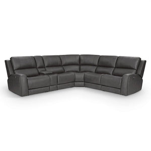 Parker House Belmont Autumn Fog Leather 6-Piece Zero-Gravity Modular Power Reclining Sectional