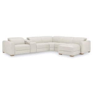 Flexsteel Aurora Leather Power Reclining Sectional Chise with Power Headrests