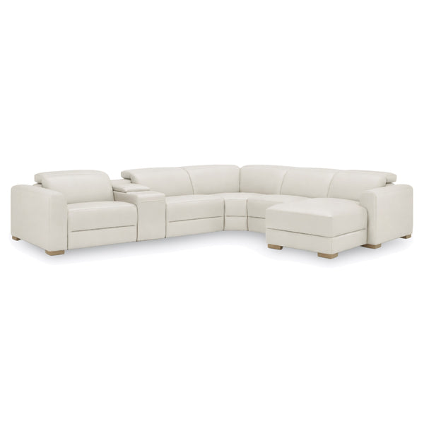 Flexsteel Aurora Leather Power Reclining Sectional Chise with Power Headrests