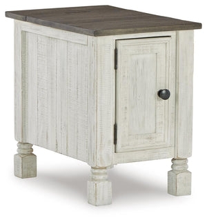 Havalance Chairside End Table with USB White/Gray