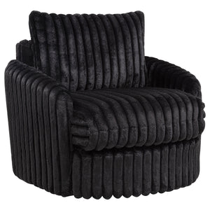 Coaster Sarco Corduroy Upholstered Swivel Accent Arm Chair Black