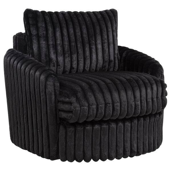 Coaster Sarco Corduroy Upholstered Swivel Accent Arm Chair Black