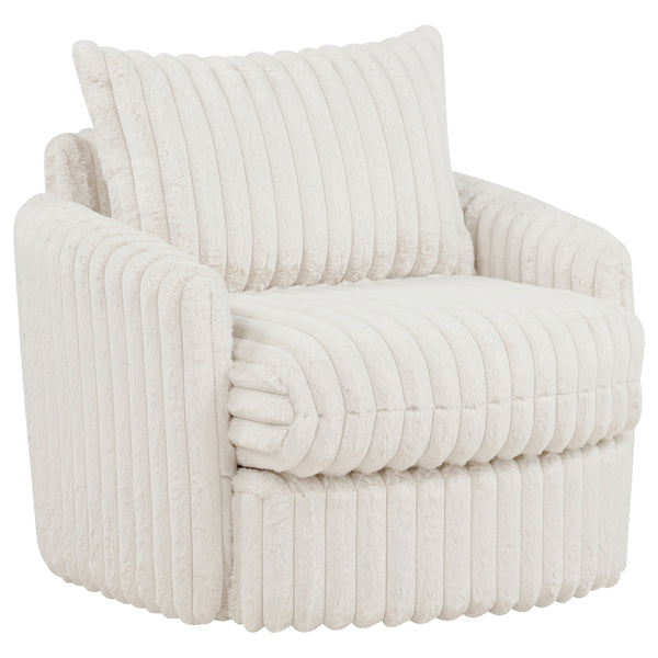 Coaster Sarco Corduroy Upholstered Swivel Accent Arm Chair Ivory