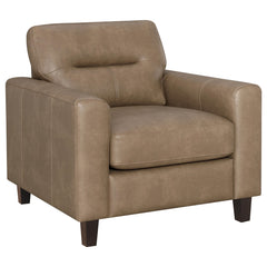 Coaster Scotland Faux Leather Upholstered Track Arm Chair Brown