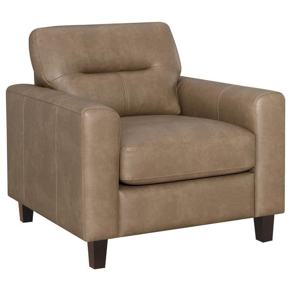 Coaster Scotland Faux Leather Upholstered Track Arm Chair Brown