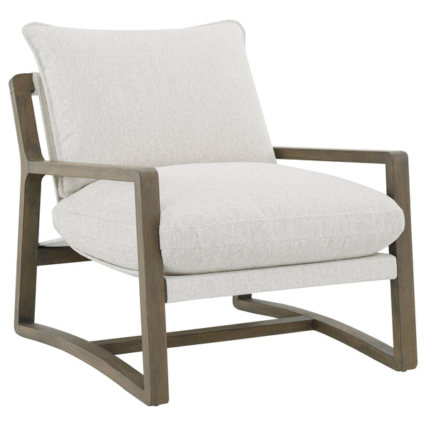Coaster Geneva Boucle Upholstered Wood Arm Accent Chair Sand