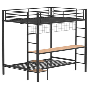 Coaster Campus Metal Full Over Twin Workstation Bunk Bed Matte Black