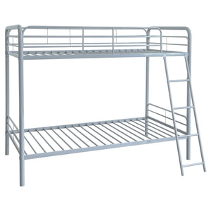 Coaster Carson Metal Twin Over Twin Bunk Bed Glossy Silver