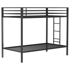 Coaster Alevera Metal Twin Over Twin Bunk Bed With Ladder Black